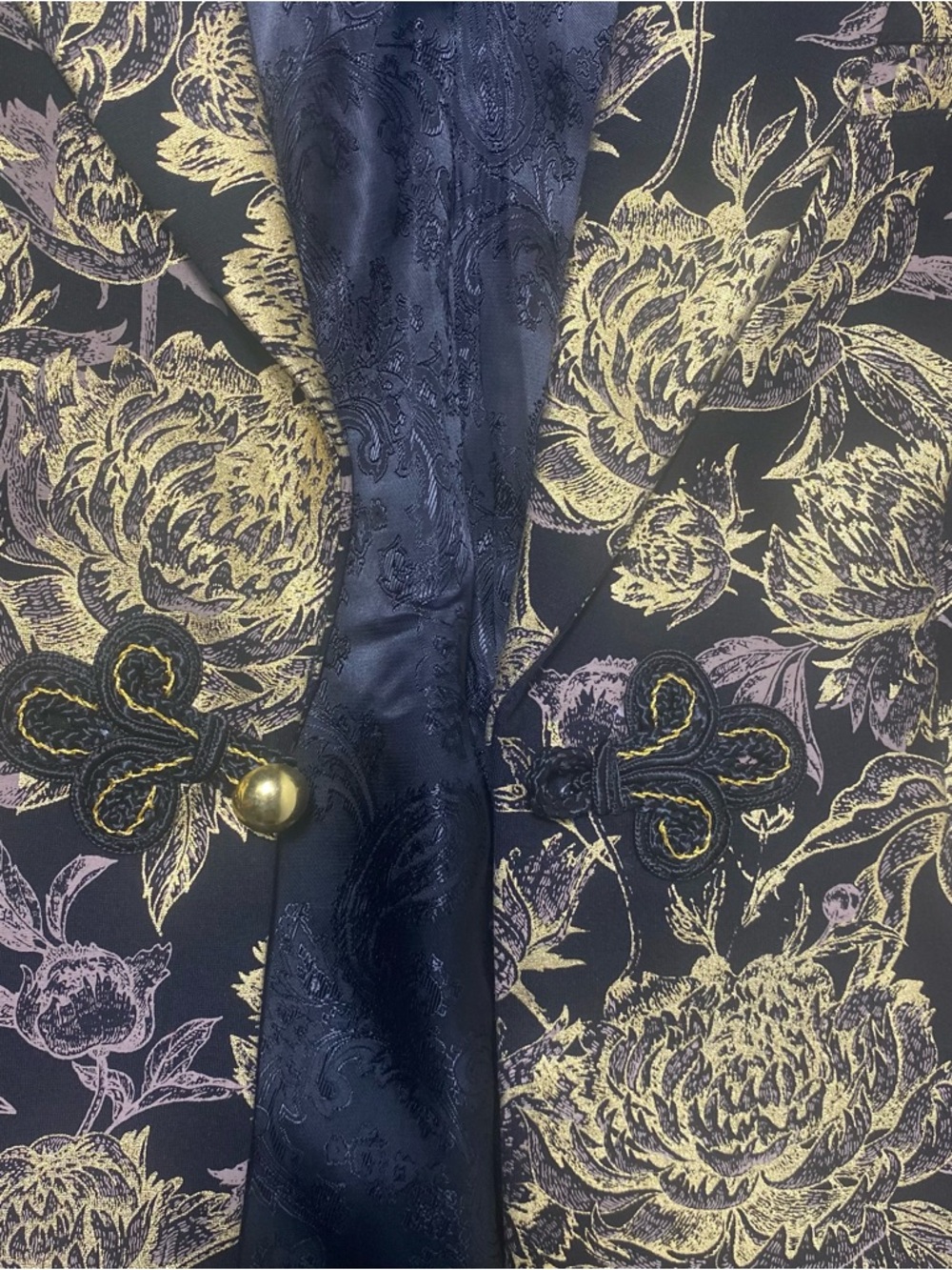 Soft Surroundings Black Blazer with Metallic Gold Floral Brocade - Picture 11 of 11